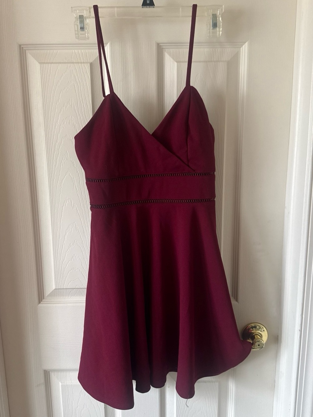 Francesca's Collections Burgundy Spaghetti Strap Mini Dress